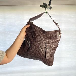 Woven Brown Leather Purse by Christopher Kane